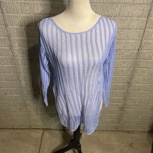 Womens Light Purple Long Sleeve Bathing Suit‎ Cover Up Sheer Knit Top Size XS